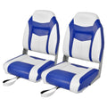 Set aus 2 klappbaren Bootssitzen mit hoher Rückenlehne und Schaumstoffpolster, blau