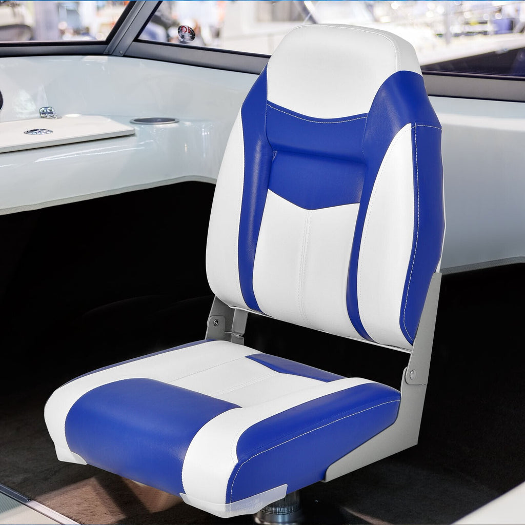 Set aus 2 klappbaren Bootssitzen mit hoher Rückenlehne und Schaumstoffpolster, blau