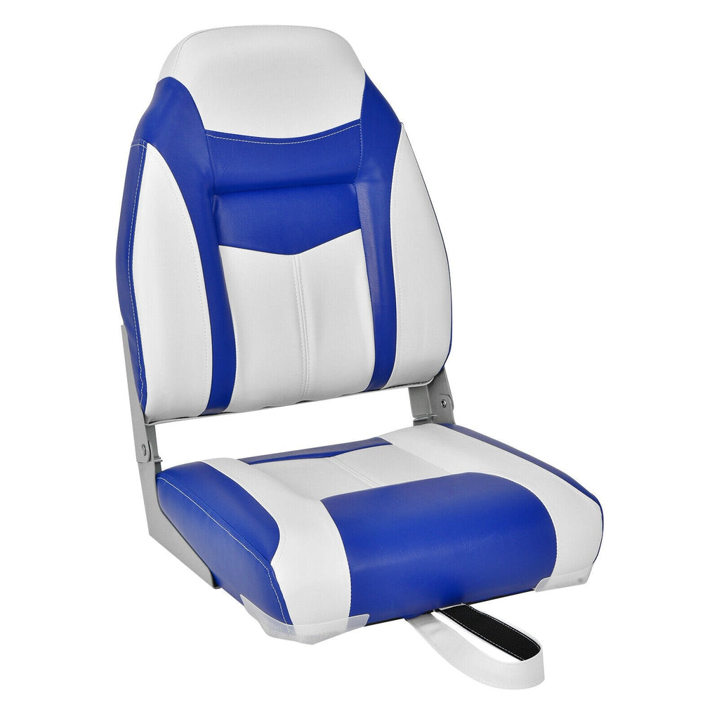 Set aus 2 klappbaren Bootssitzen mit hoher Rückenlehne und Schaumstoffpolster, blau