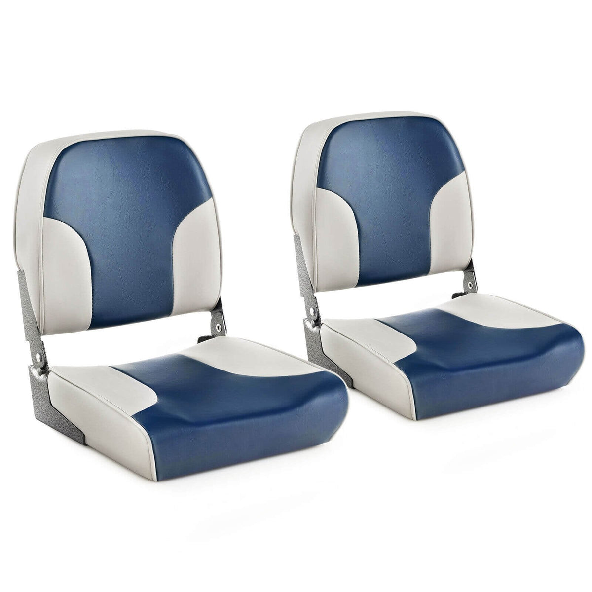 2-teiliges Set niedriger Bootsitze mit Schaumstoffpolsterung und Aluminiumscharnieren – Blau