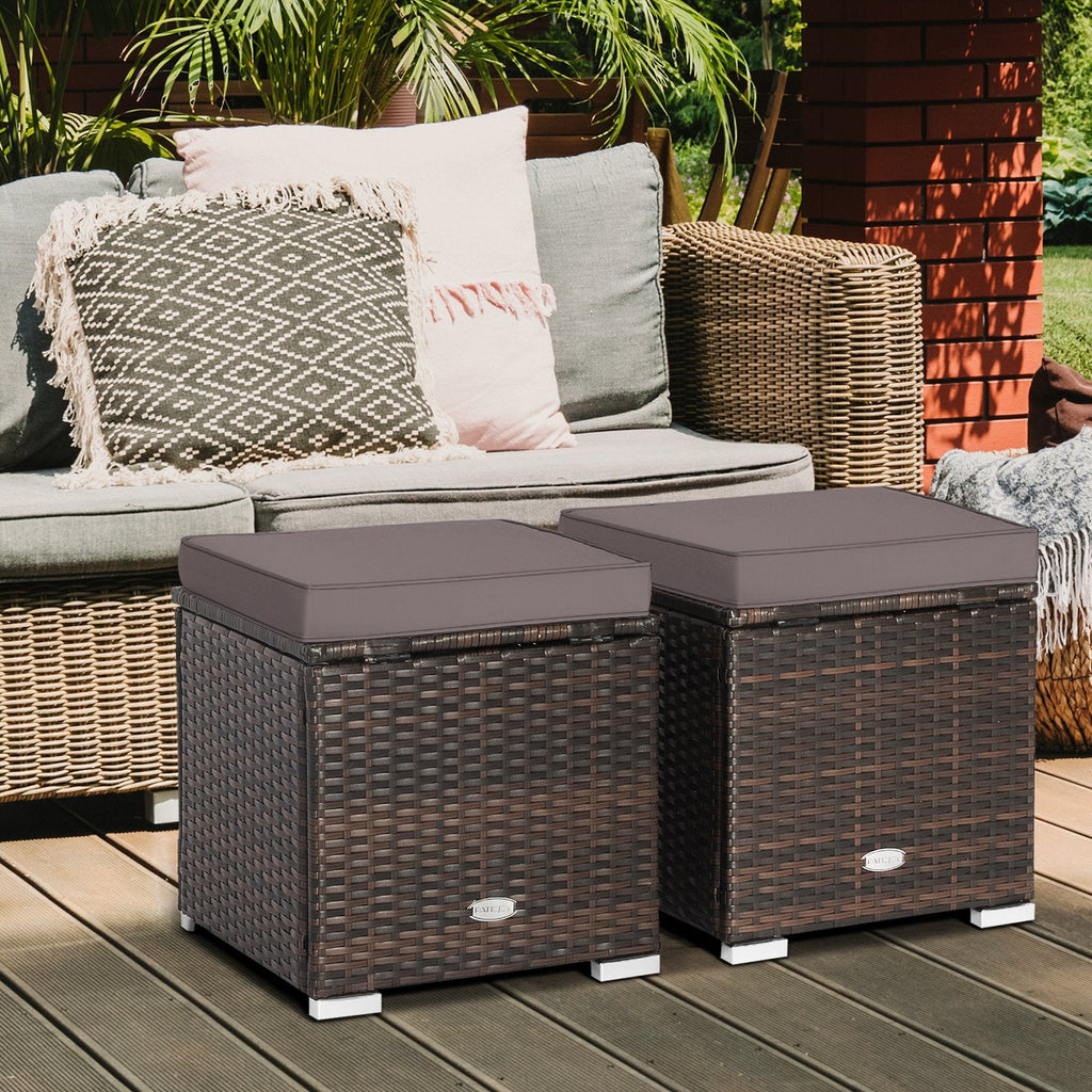 2 otomanas de patio con cojines removibles - gris