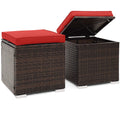2-teiliges Garten-Ottoman-Set mit abnehmbaren Kissen – Rot
