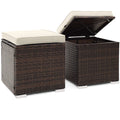 Lot de 2 poufs de terrasse avec coussins amovibles - Blanc