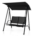 2-Sitzer Outdoor-Hollywoodschaukel mit bequemem Stoffsitz und robustem Metallrahmen - Schwarz