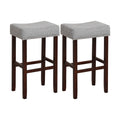 Lot de 2 tabourets de bar selle sans dossier en lin gris avec clous décoratifs, hauteur d’assise de 29,5 pouces