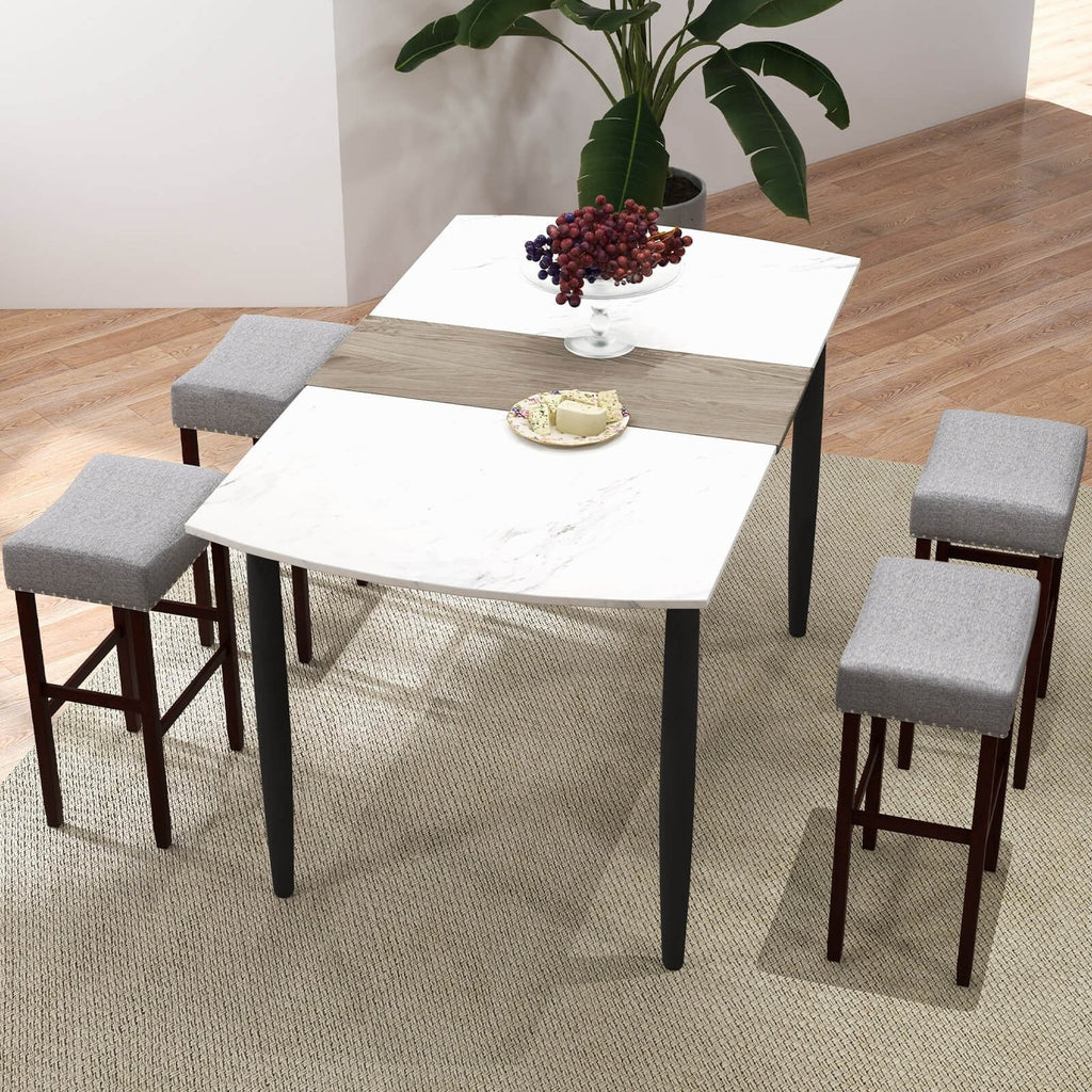 Lot de 2 tabourets de bar selle sans dossier en lin gris avec clous décoratifs, hauteur d’assise de 29,5 pouces