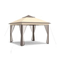 Tonnelle escamotable 2 étages 3,3 x 3,3 m, abri portatif, sac de transport, moustiquaire