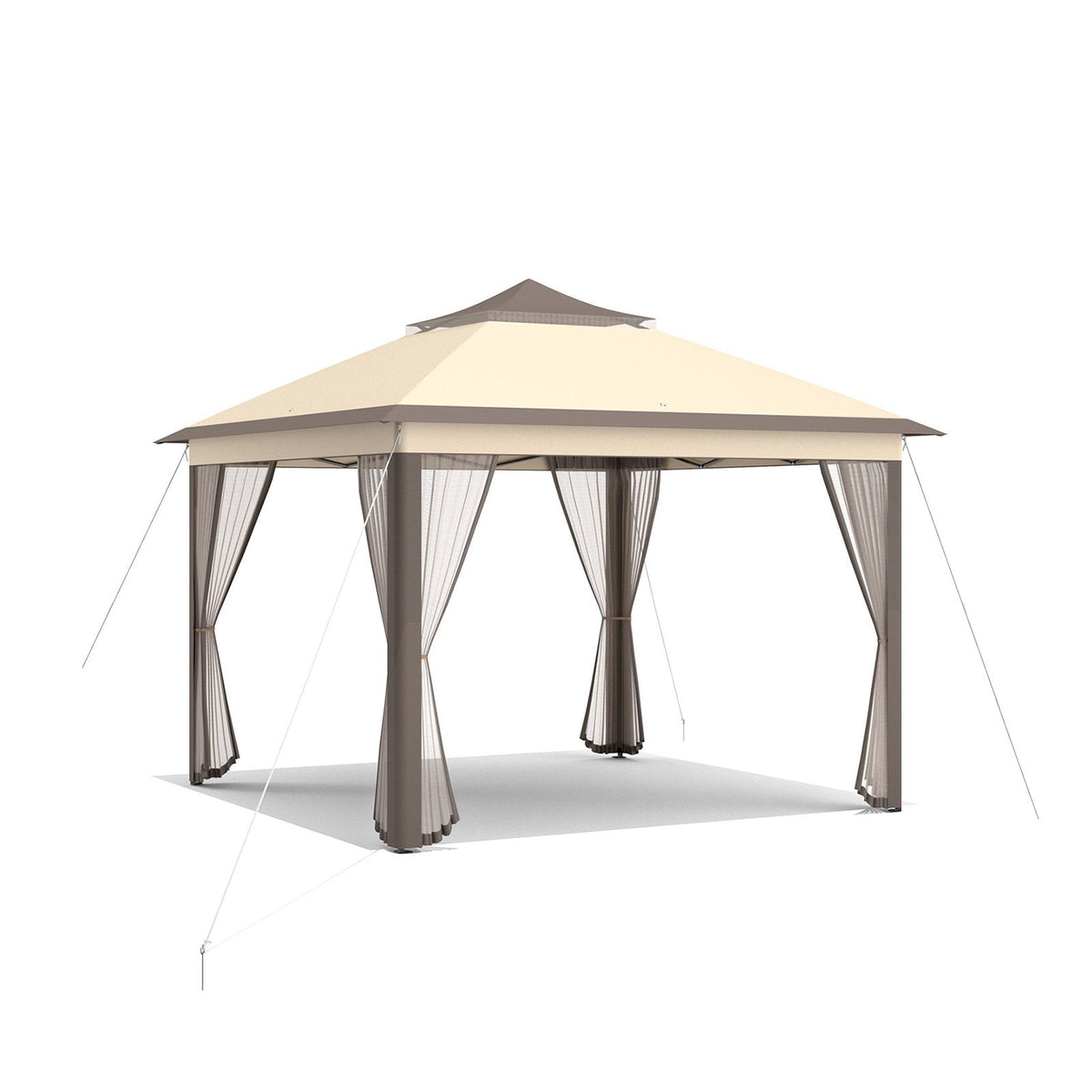 Tonnelle escamotable 2 étages 3,3 x 3,3 m, abri portatif, sac de transport, moustiquaire