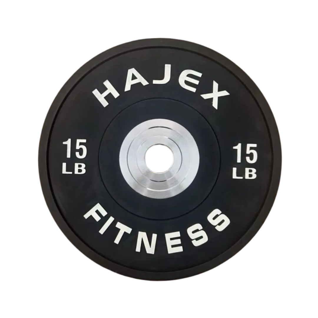 Discos bumper olímpicos de acero HAJEX con código de colores - 15, 25, 35, 45, 55 libras