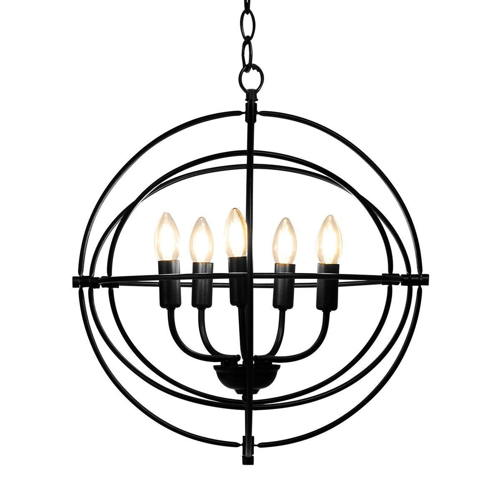 Lustre métallique à 5 lumières de 50 cm avec anneaux emboîtables pivotants
