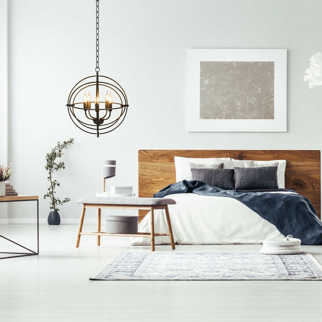 Lustre métallique à 5 lumières de 50 cm avec anneaux emboîtables pivotants
