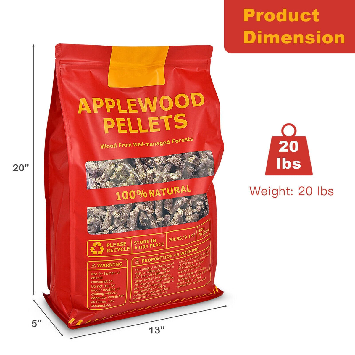 20 Pfund Apfelholzpellets, 100 % naturbelassen, für Pelletgrills