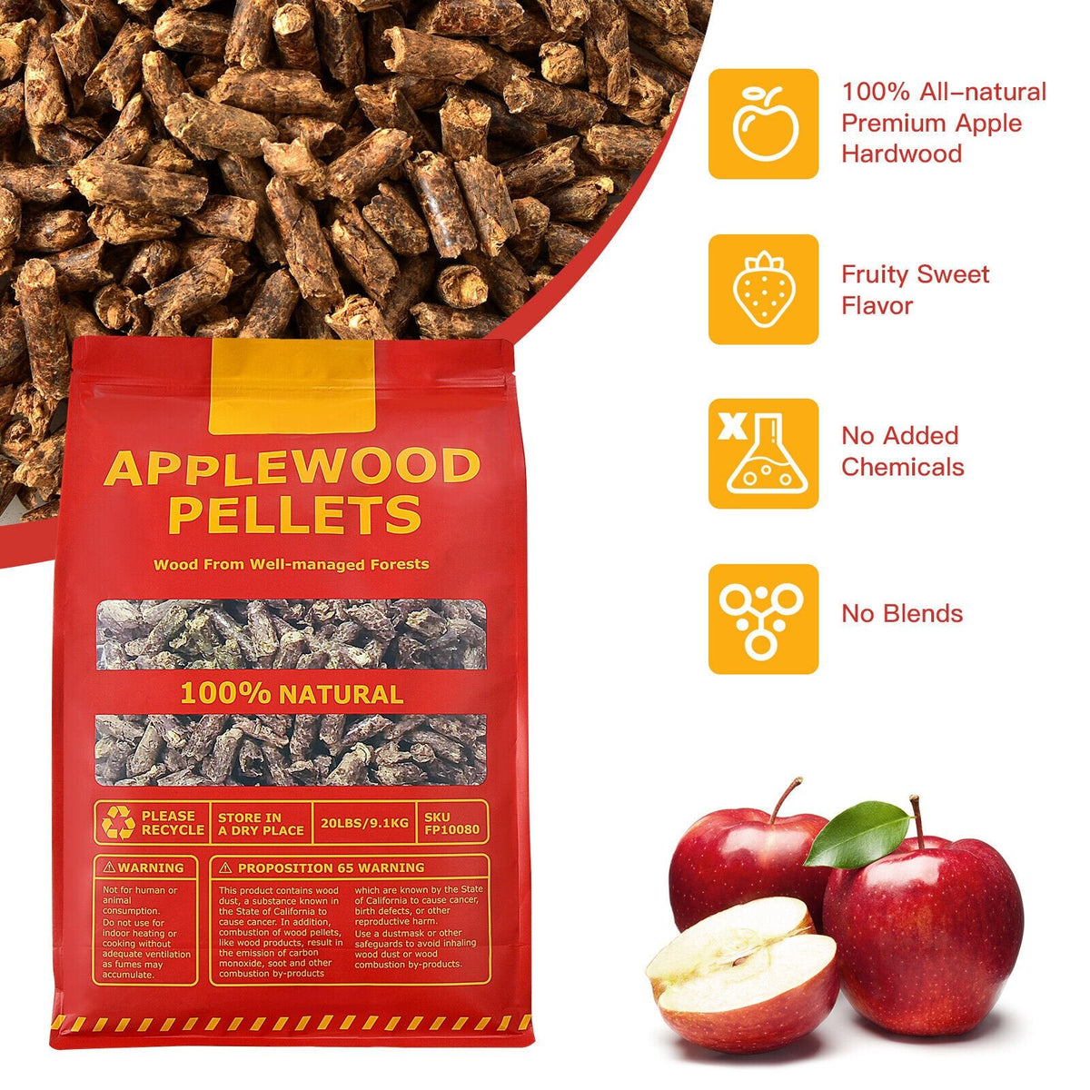 20 Pfund Apfelholzpellets, 100 % naturbelassen, für Pelletgrills
