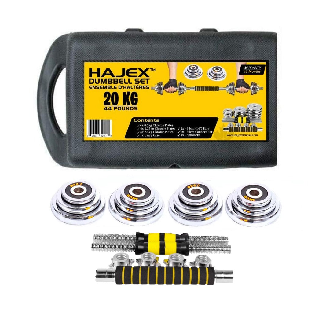 Juego de mancuernas ajustables de hierro fundido con conector para barra