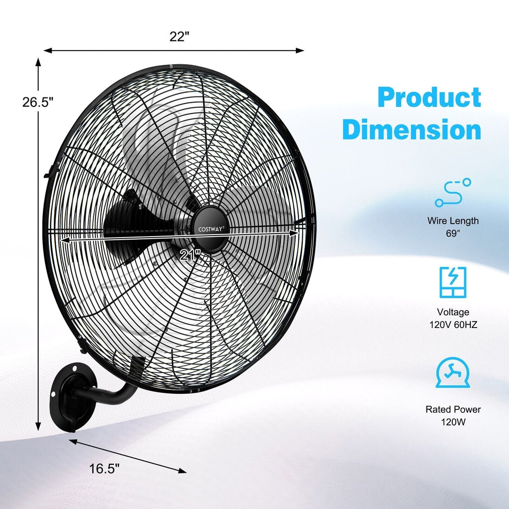 Ventilador industrial de pared de 21 pulgadas y 3 velocidades