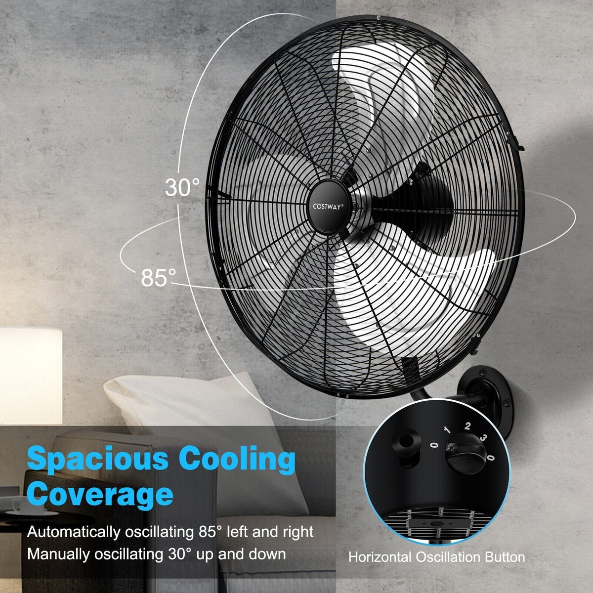 Ventilador industrial de pared de 21 pulgadas y 3 velocidades