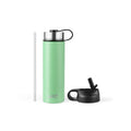 Bouteille d'eau isotherme double paroi en acier inoxydable de 650 ml avec 2 couvercles et paille - Vert