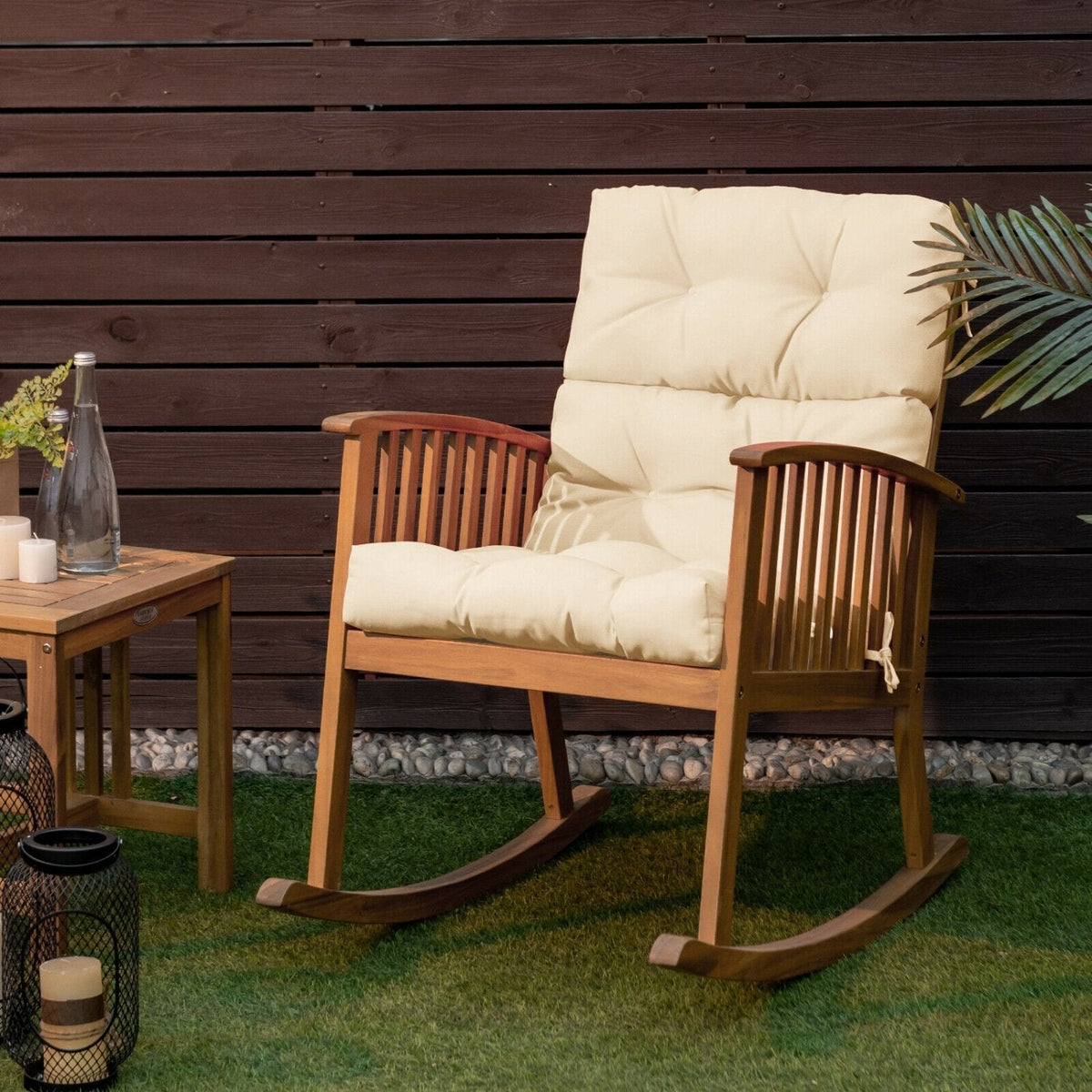 22 x 44 Zoll Getuftete Sitzauflage für Terrassenstühle – Beige