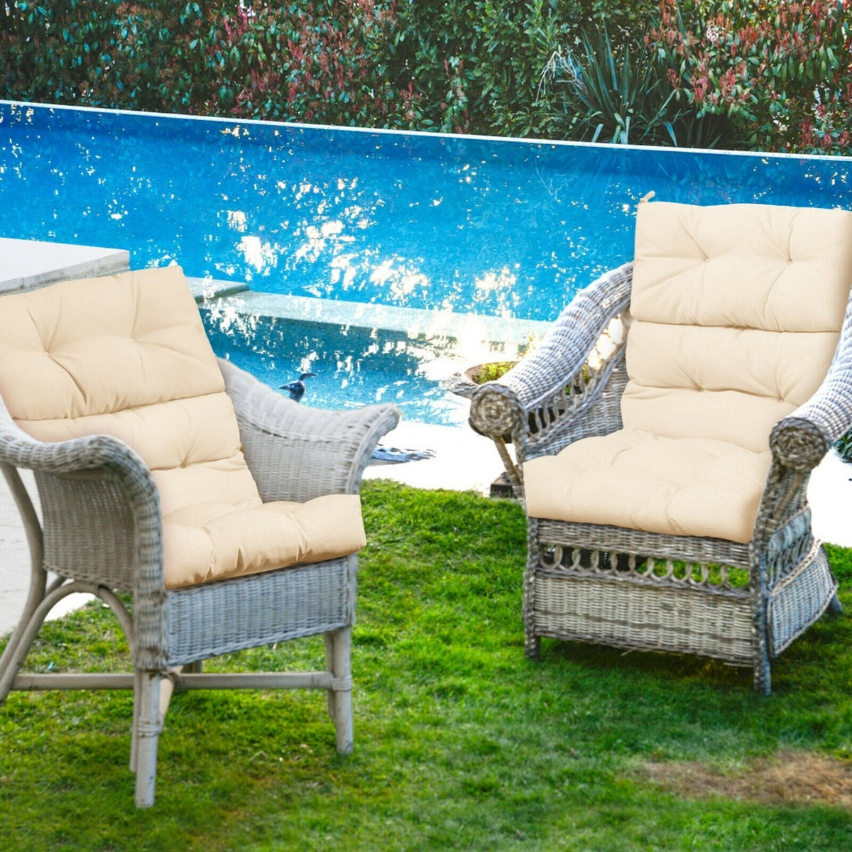 22 x 44 Zoll Getuftete Sitzauflage für Terrassenstühle – Beige