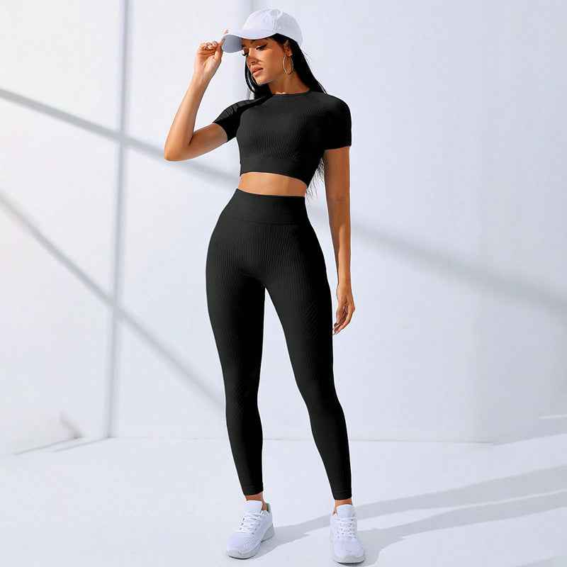 Damen-Yoga-Set mit hoher Taille – 2-teiliges Sport-Outfit mit Sport-BH und Leggings