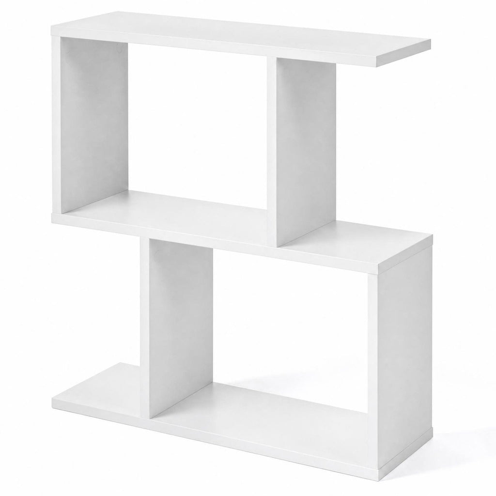 24 Zoll 3-stufiges geometrisches Bücherregal und Beistelltisch, Weiß