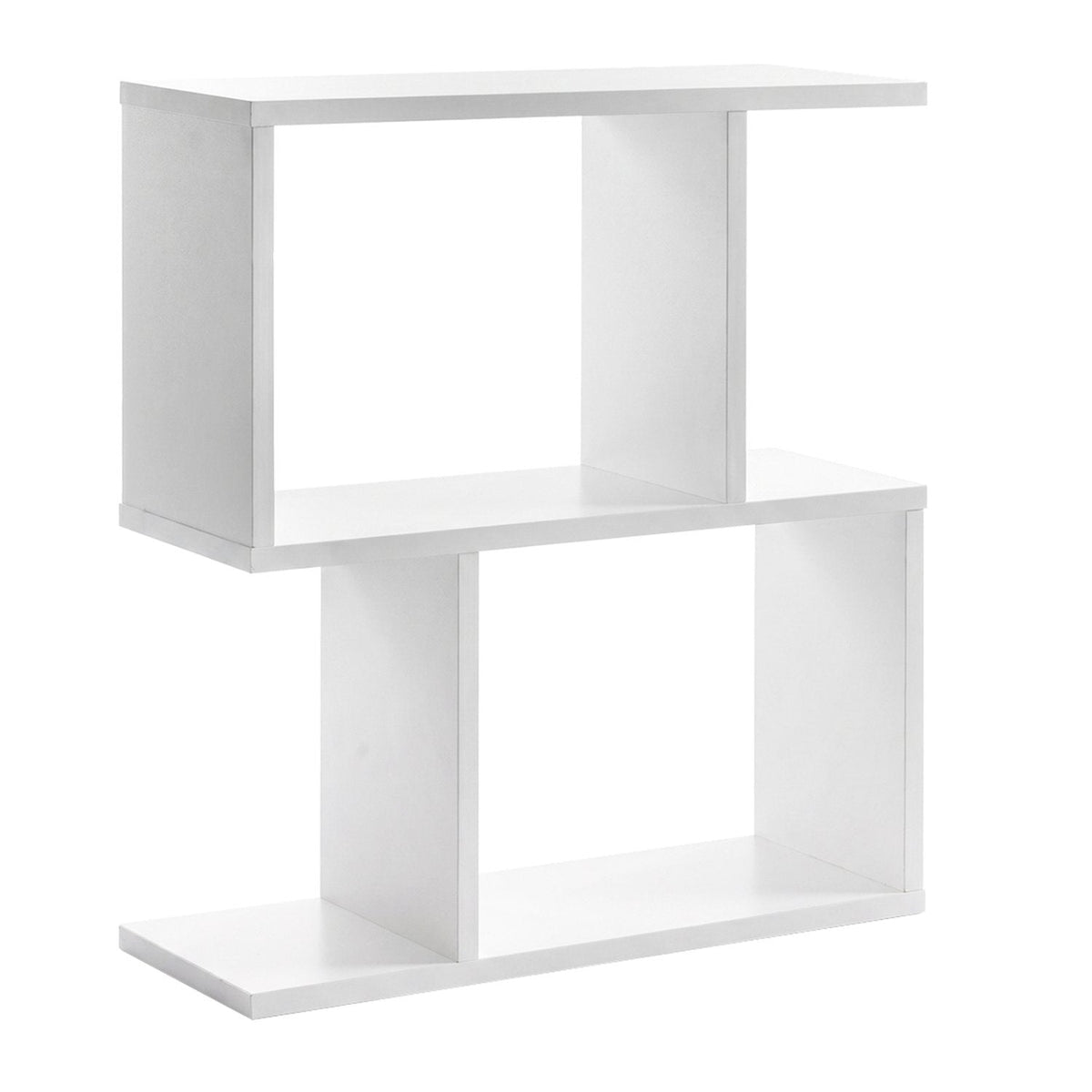 24 Zoll 3-stufiges geometrisches Bücherregal und Beistelltisch, Weiß