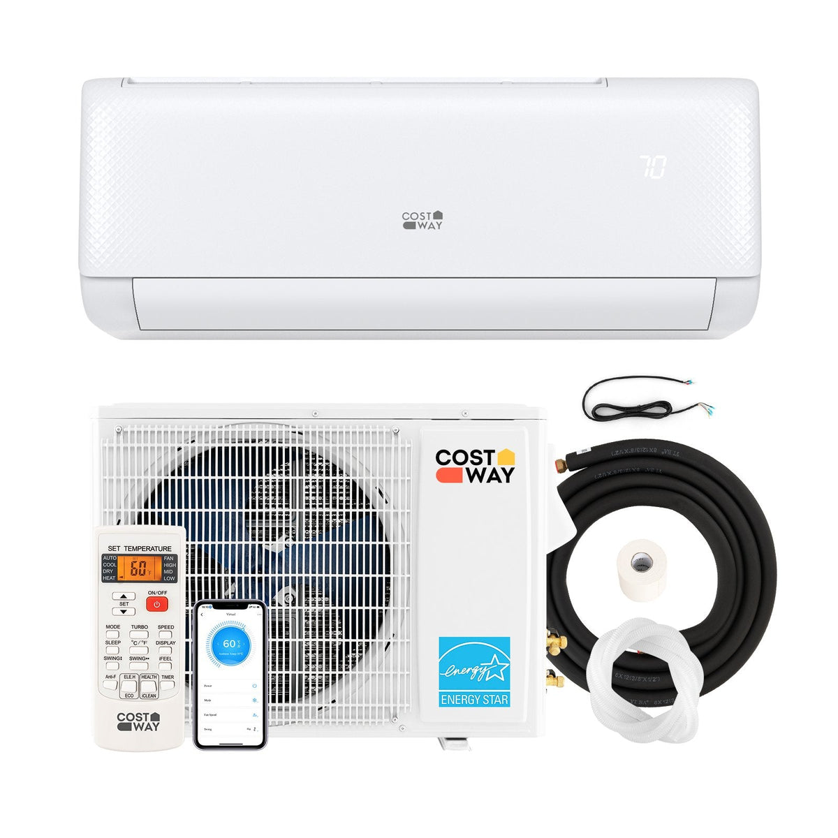 Airtural Series 24000 BTU 21 SEER2 Mini-Split-Wärmepumpe Energy Star-zertifiziert WLAN-fähig