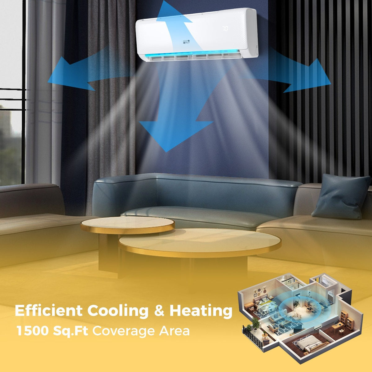 Airtural Series 24000 BTU 21 SEER2 Mini-Split-Wärmepumpe Energy Star-zertifiziert WLAN-fähig