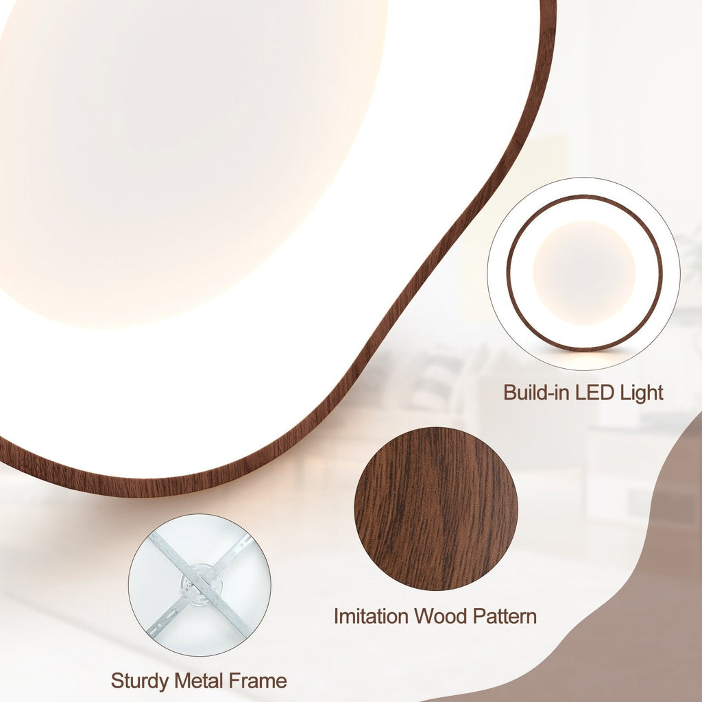 24W moderne LED-Deckenleuchte mit Holzoptik und Metallrahmen – Braun