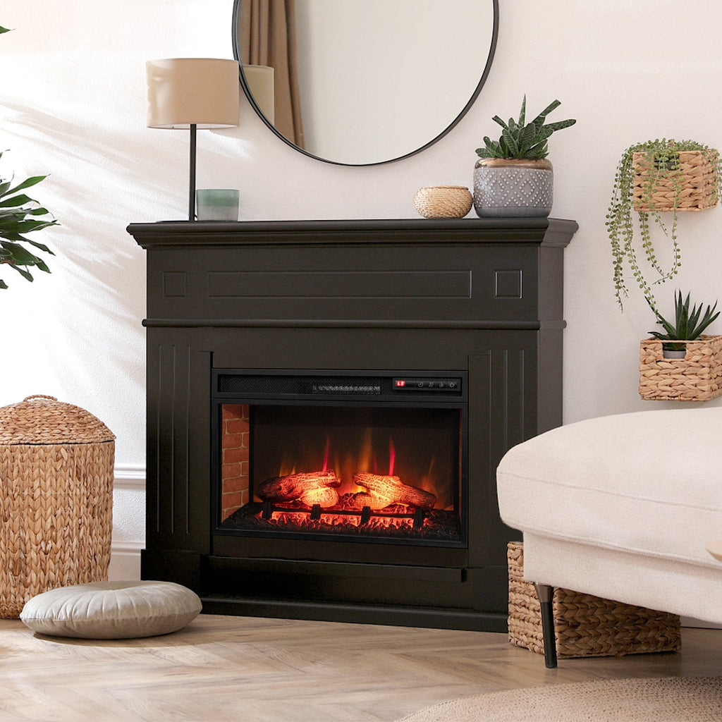 Inserto de chimenea eléctrica infrarroja de 26 pulgadas con control remoto-Negro