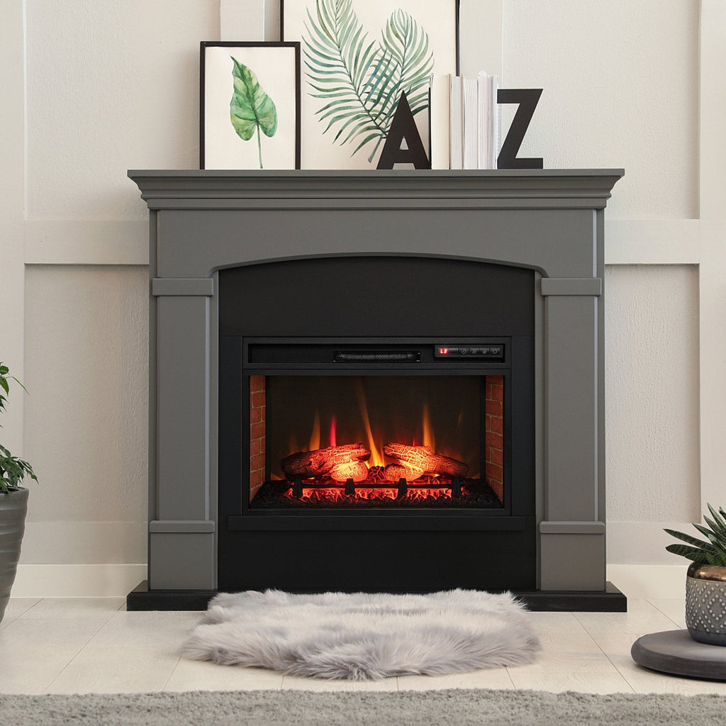 Inserto de chimenea eléctrica infrarroja de 26 pulgadas con control remoto-Negro