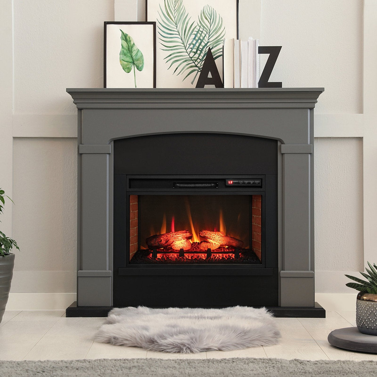 Inserto de chimenea eléctrica infrarroja de 26 pulgadas con control remoto-Negro
