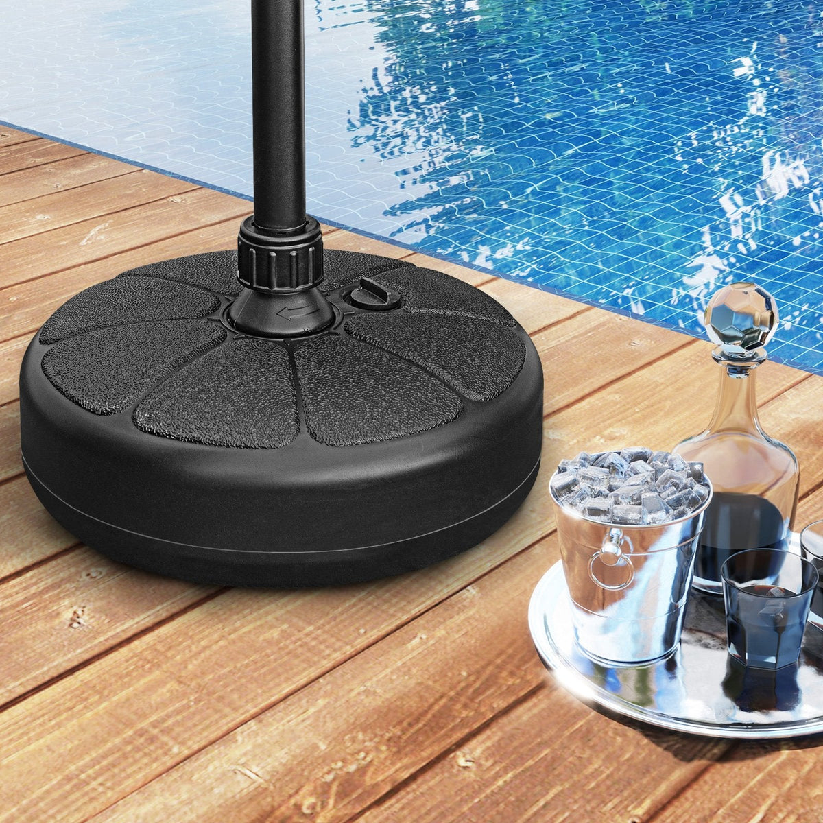 27 lbs Befüllbarer runder Sonnenschirmständer für Hof, Garten und Poolbereich
