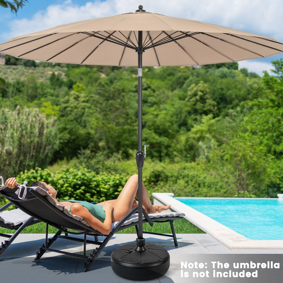 27 lbs Befüllbarer runder Sonnenschirmständer für Hof, Garten und Poolbereich