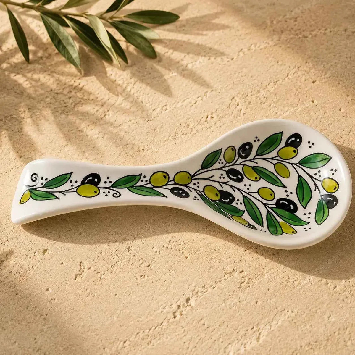 Handmade Palestinian Ceramic Spoon Rest – Large Spoon Holder