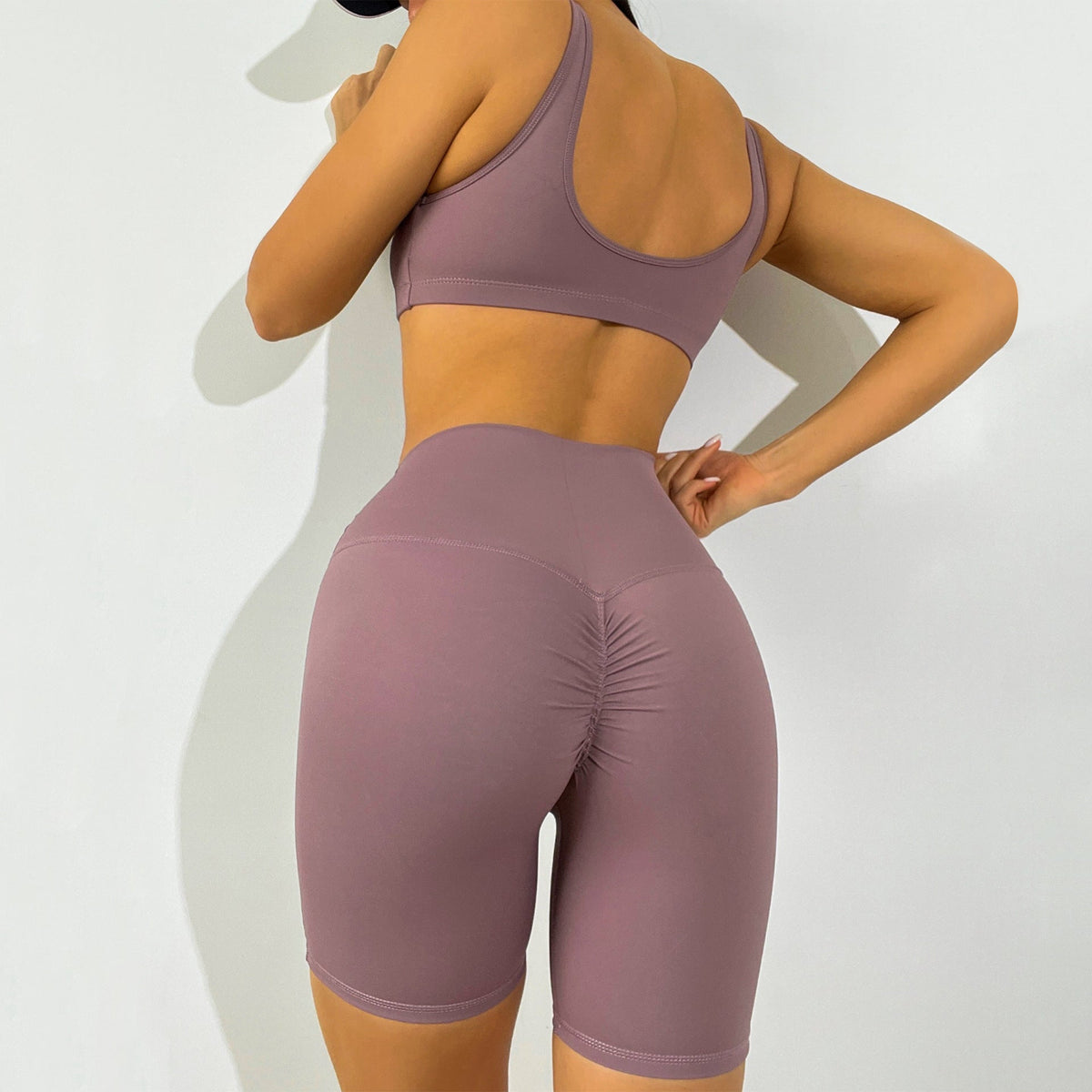 Zweiteiliges Damen-Yoga-Set mit figurformenden Shorts – Nahtloses Activewear-Outfit