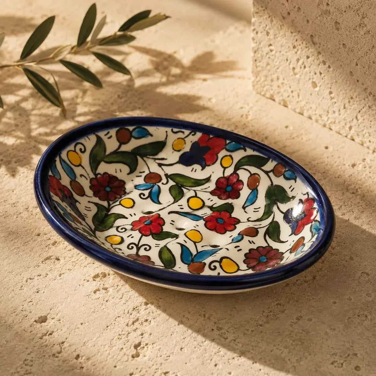 Handmade Ceramic Soap Dish – Draining Soap Holder Tray 4.5 × 5.5 in
