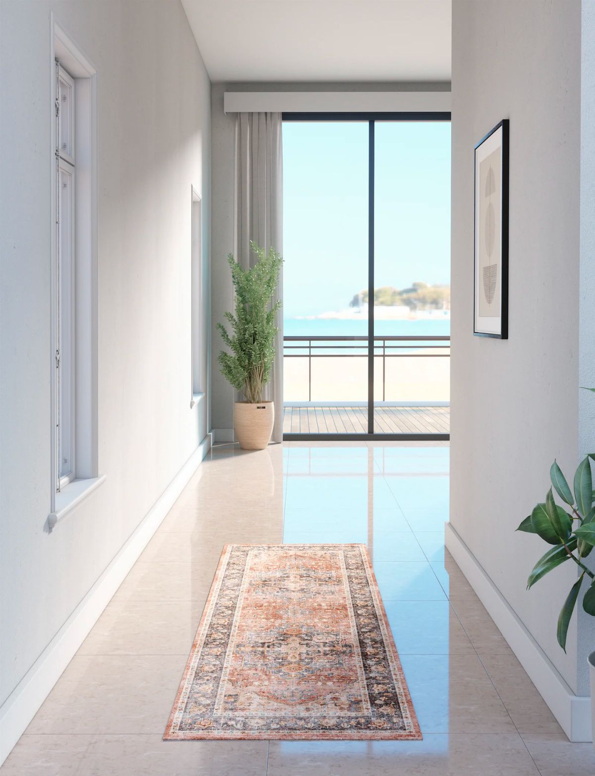 Riverra Terracotta Black Rug