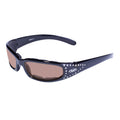 Lunettes de moto pour femme Global Vision Marilyn 3 avec strass. Lunettes de protection rembourrées et scintillantes.