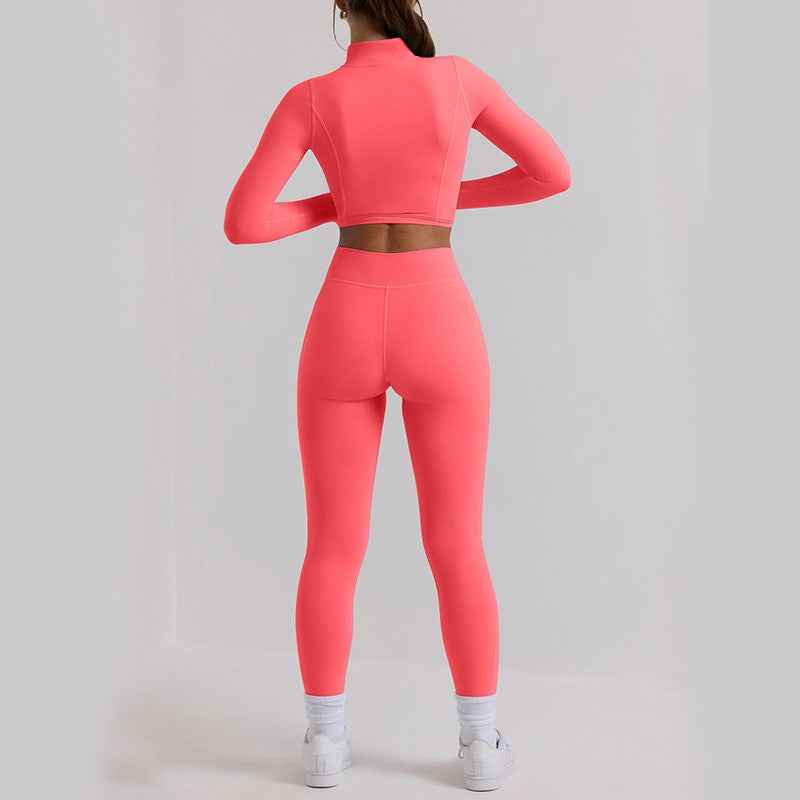 Damen-Yoga-Workout-Set mit langen Ärmeln – Trainingsoutfit mit Oberteil und Hose