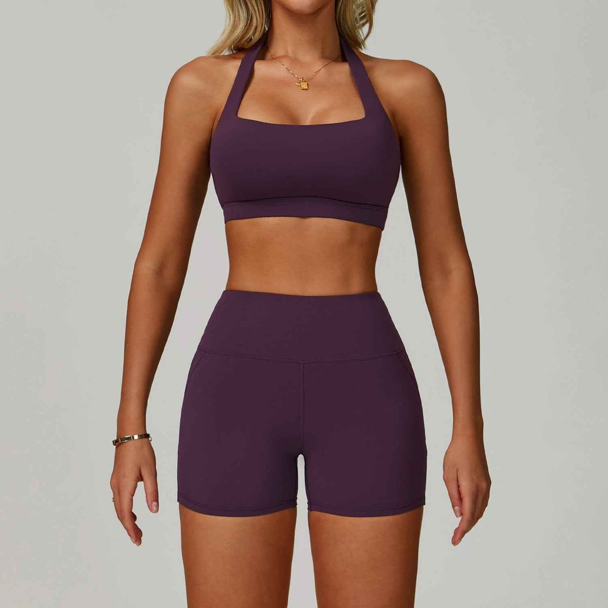 Rückenfreies Neckholder-Yoga-Set für Damen – Eng anliegende, schnelltrocknende Sportbekleidung