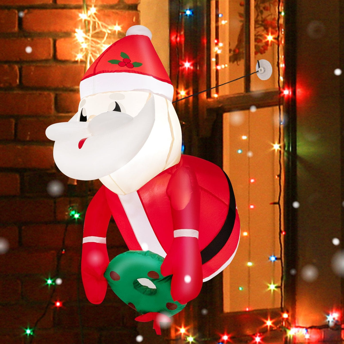 3.3 pieds de Père Noël gonflable lumineux sortant d'une fenêtre