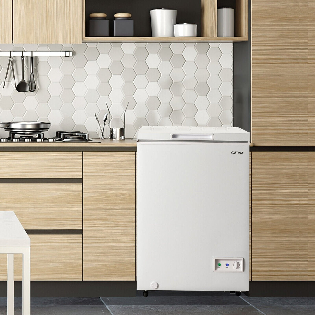 3,5 pi³ Congélateur coffre compact avec panier de rangement amovible - 3,5 pi³