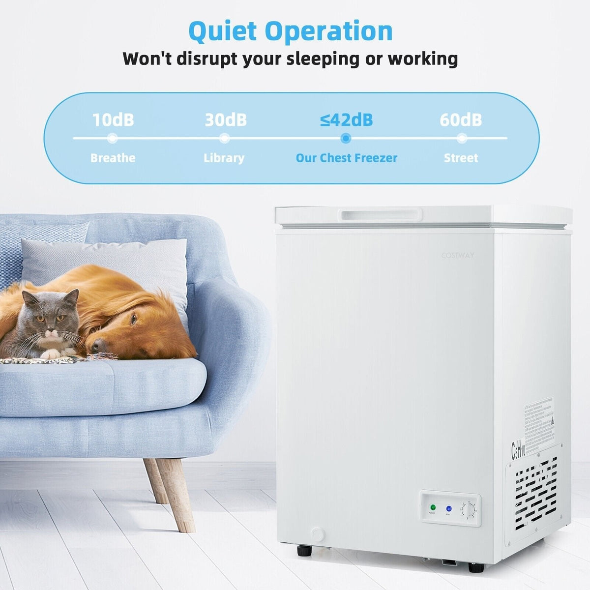 3,5 pi³ Congélateur coffre compact avec panier de rangement amovible - 3,5 pi³
