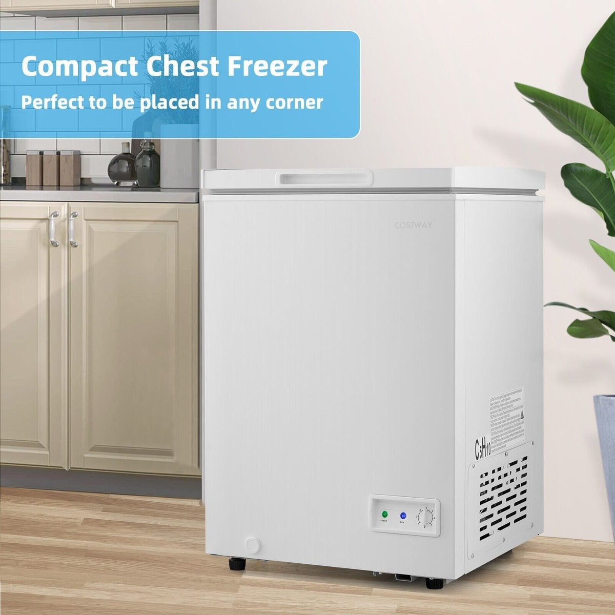 3,5 pi³ Congélateur coffre compact avec panier de rangement amovible - 3,5 pi³