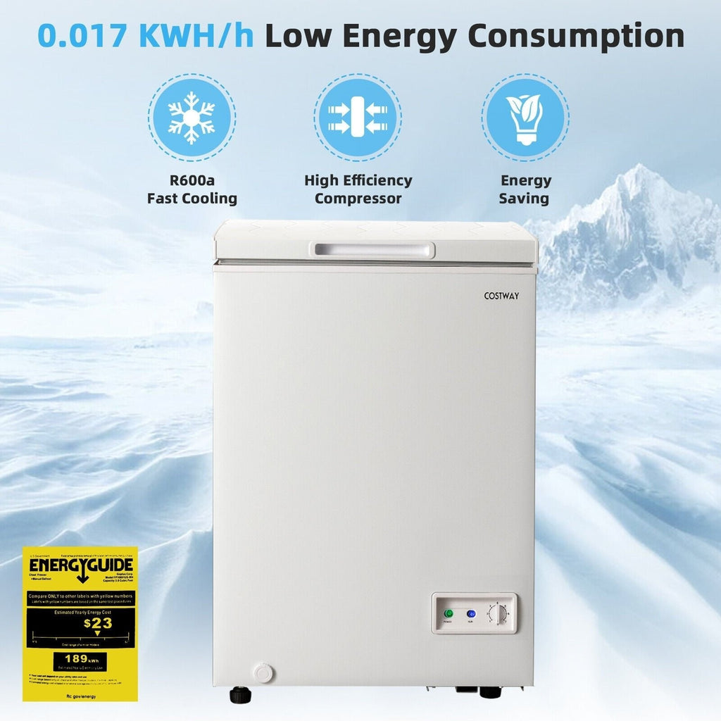 3,5 pi³ Congélateur coffre compact avec panier de rangement amovible - 3,5 pi³