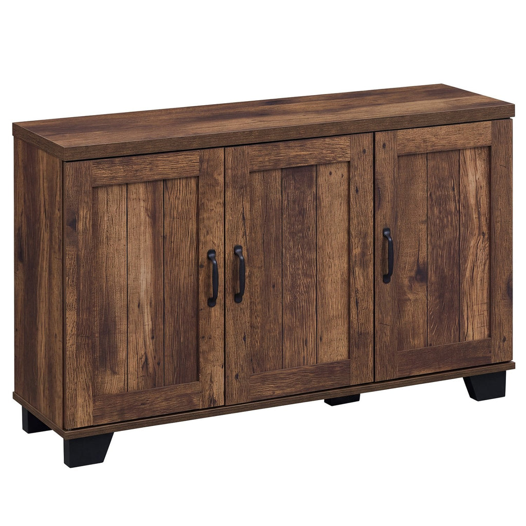 Buffet 3 portes avec étagères réglables et kits anti-basculement - Marron