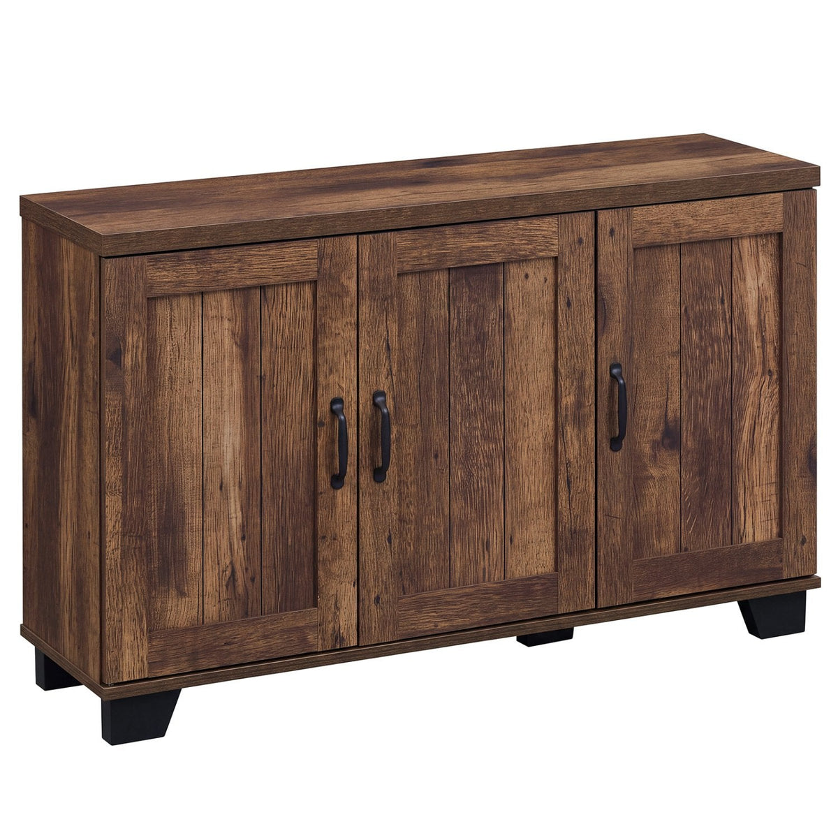 Buffet 3 portes avec étagères réglables et kits anti-basculement - Marron