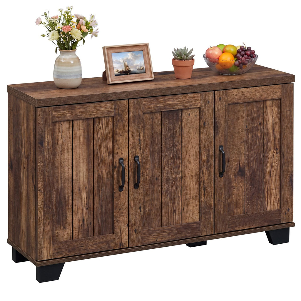 Buffet 3 portes avec étagères réglables et kits anti-basculement - Marron