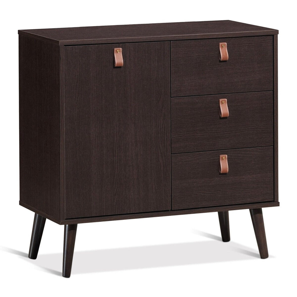 3-Schubladen-Sideboard Vitrine-Braun